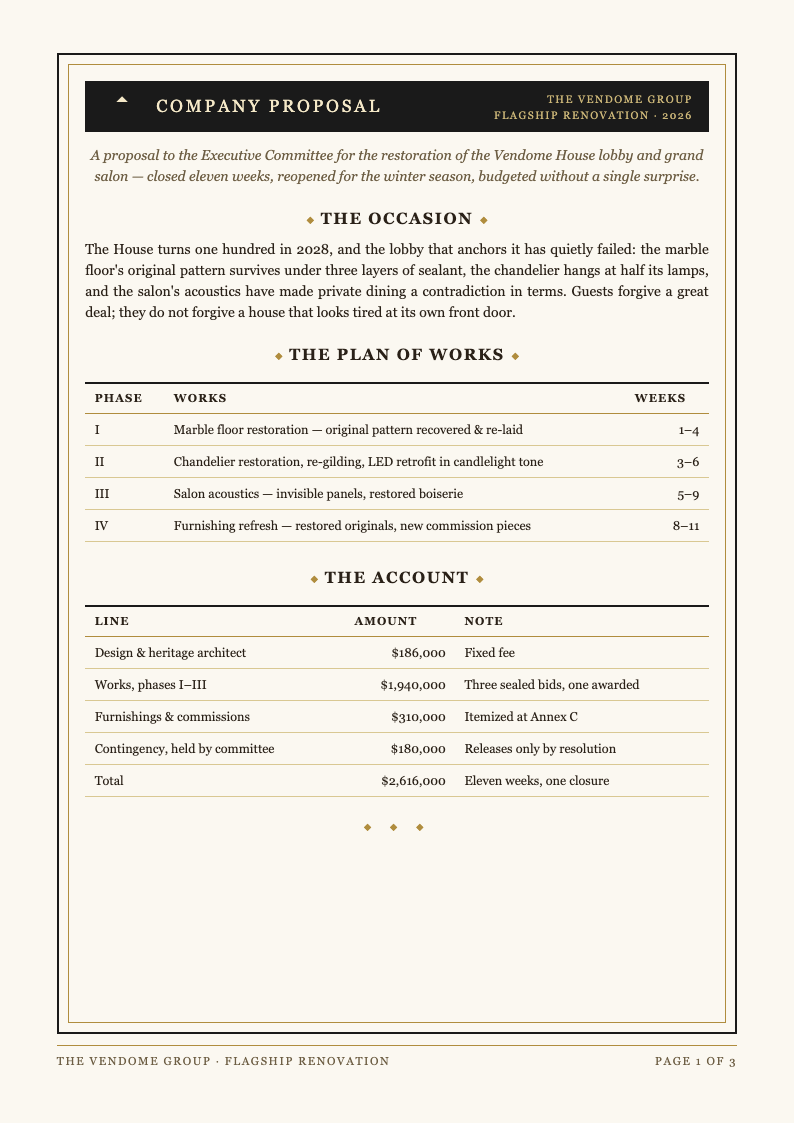 Art deco modern company proposal